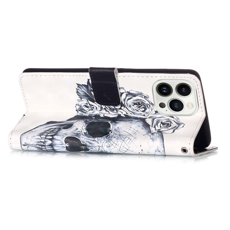 For iPhone 15 Pro 3D Painting Horizontal Flip Leather Phone Case(Skull) - HoMEdemic™ 