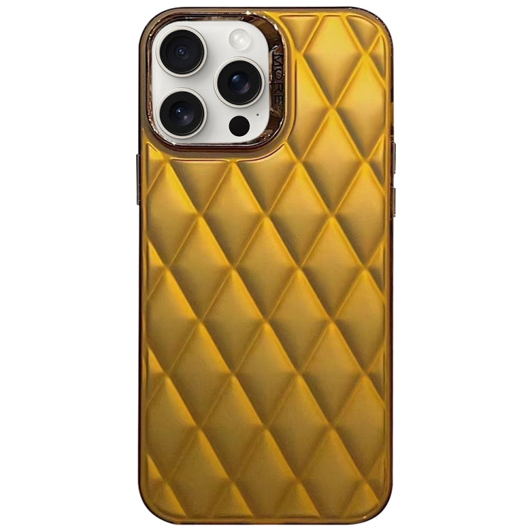 For iPhone 15 Pro 3D Rhombus Electroplating TPU Hybrid PC Phone Case(Gold) - HoMEdemic™ 
