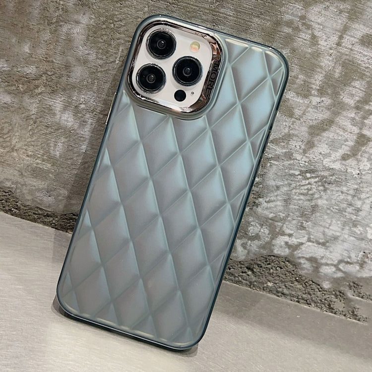 For iPhone 15 Pro 3D Rhombus Electroplating TPU Hybrid PC Phone Case(Grey) - HoMEdemic™ 