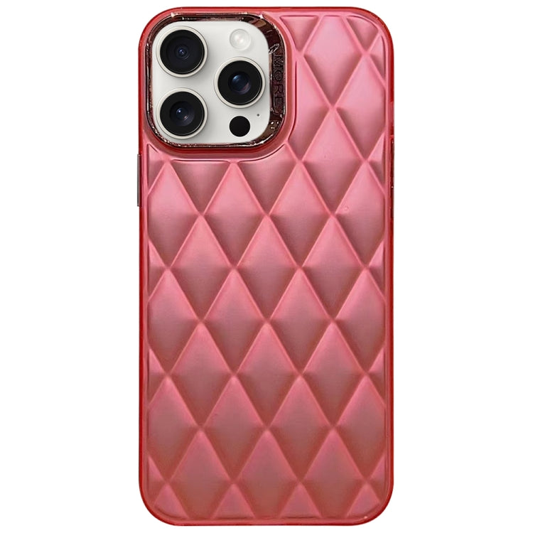 For iPhone 15 Pro 3D Rhombus Electroplating TPU Hybrid PC Phone Case(Rose Red) - HoMEdemic™ 