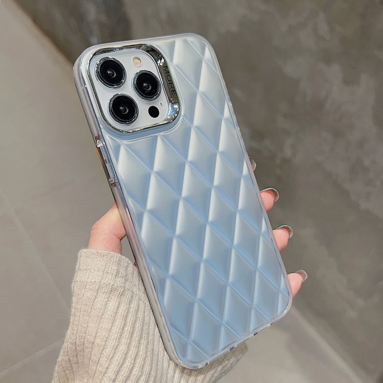For iPhone 15 Pro 3D Rhombus Electroplating TPU Hybrid PC Phone Case(Silver) - HoMEdemic™ 