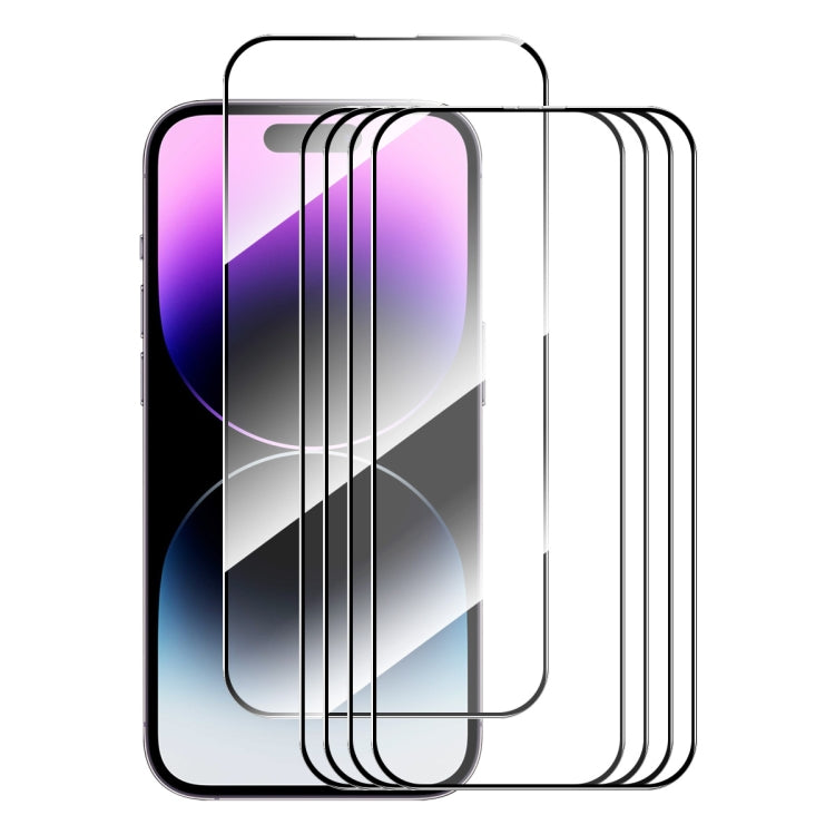 For iPhone 15 Pro 5pcs ENKAY Full Glue High Aluminum-silicon Tempered Glass Film - HoMEdemic™ 