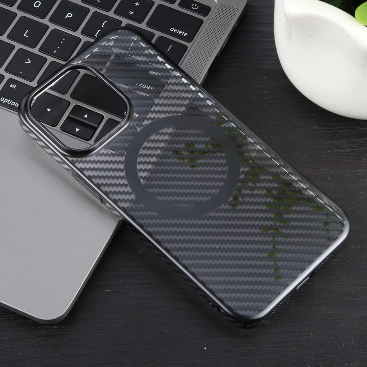 For iPhone 15 Pro 6D Plated Carbon Fiber Clear Magsafe PC Phone Case(Starry Black) - HoMEdemic™ 