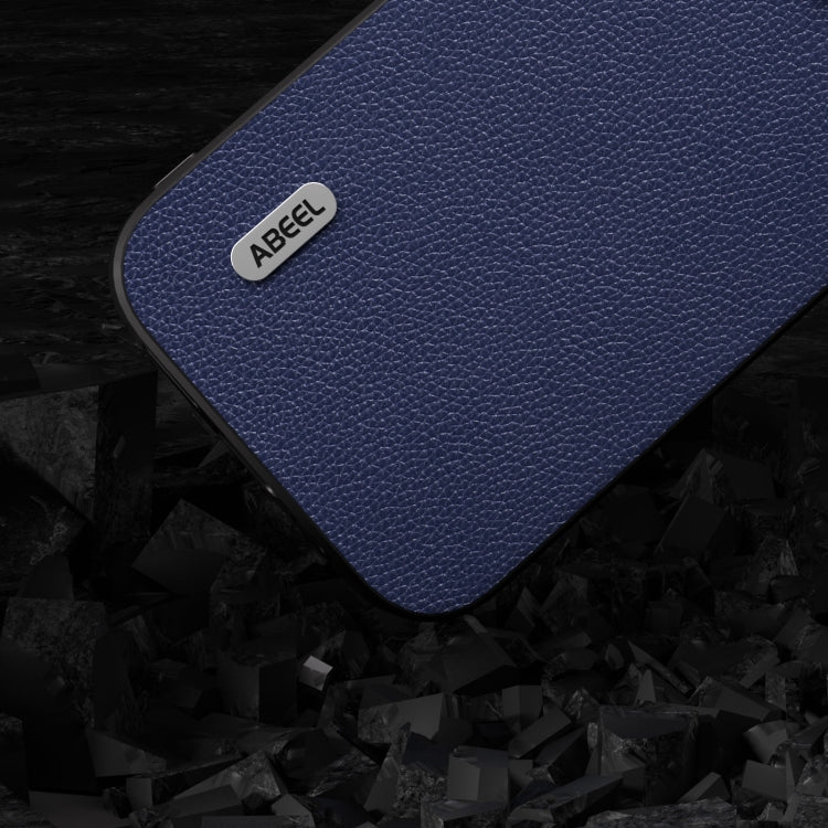 For iPhone 15 Pro ABEEL Black Edge Genuine Leather Mino Phone Case(Royal Blue) - HoMEdemic™ 
