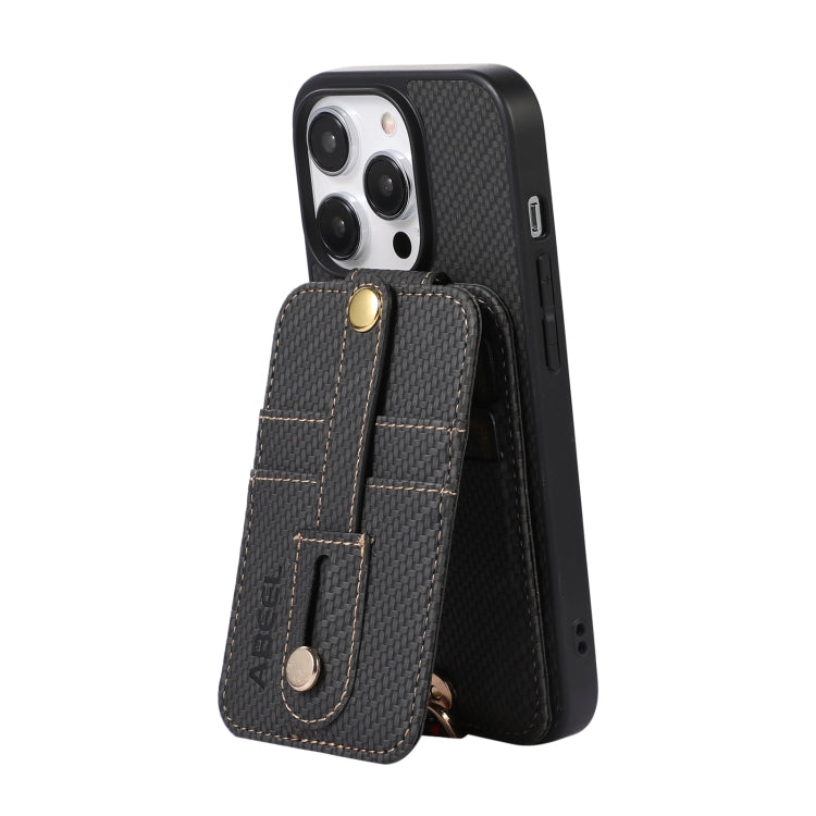 For iPhone 15 Pro ABEEL Carbon Fiber RFID Card Holder Phone Case(Black) - HoMEdemic™ 