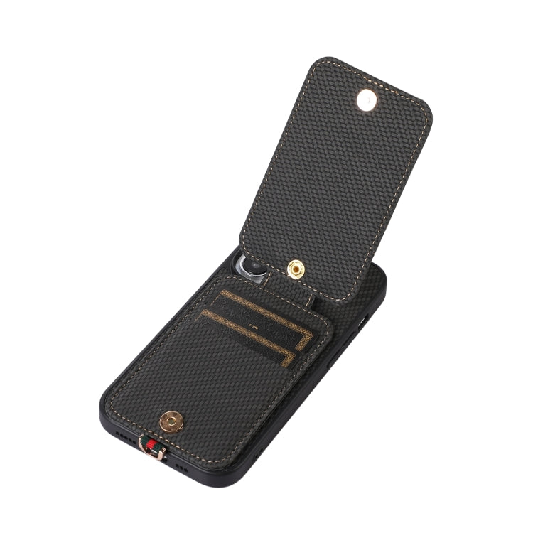 For iPhone 15 Pro ABEEL Carbon Fiber RFID Card Holder Phone Case(Black) - HoMEdemic™ 