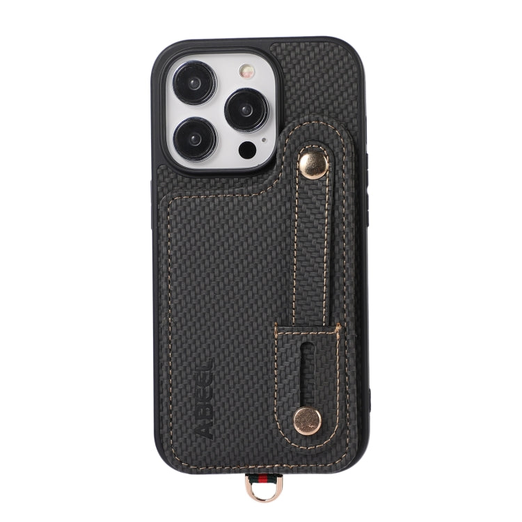 For iPhone 15 Pro ABEEL Carbon Fiber RFID Card Holder Phone Case(Black) - HoMEdemic™ 