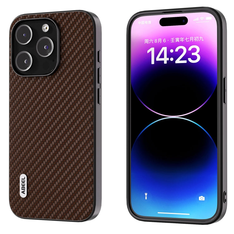 For iPhone 15 Pro ABEEL Carbon Fiber Texture Protective Phone Case(Dark Brown) - HoMEdemic™ 