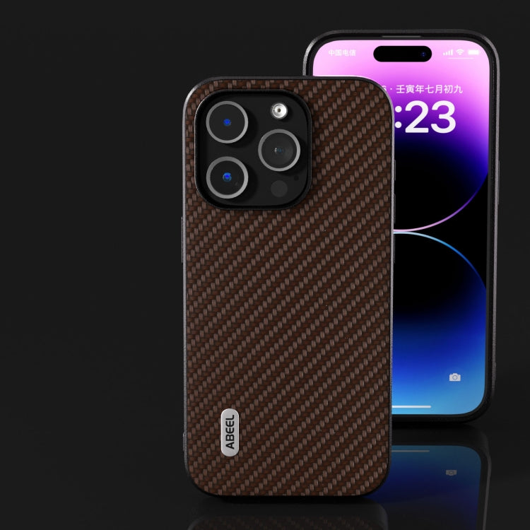 For iPhone 15 Pro ABEEL Carbon Fiber Texture Protective Phone Case(Dark Brown) - HoMEdemic™ 