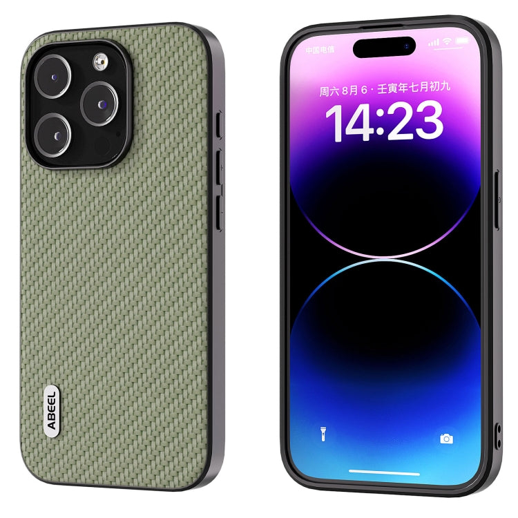 For iPhone 15 Pro ABEEL Carbon Fiber Texture Protective Phone Case(Green) - HoMEdemic™ 