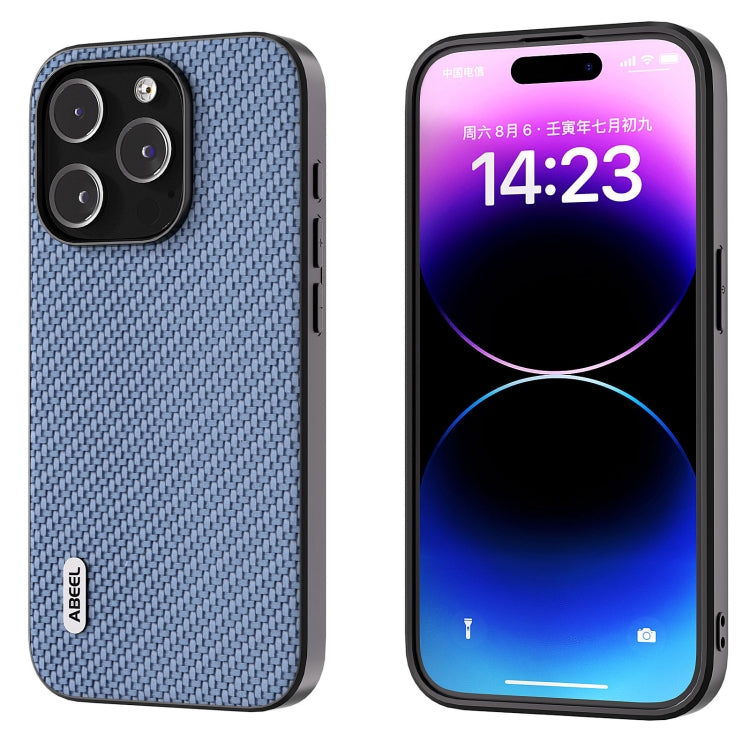 For iPhone 15 Pro ABEEL Carbon Fiber Texture Protective Phone Case(Light Blue) - HoMEdemic™ 