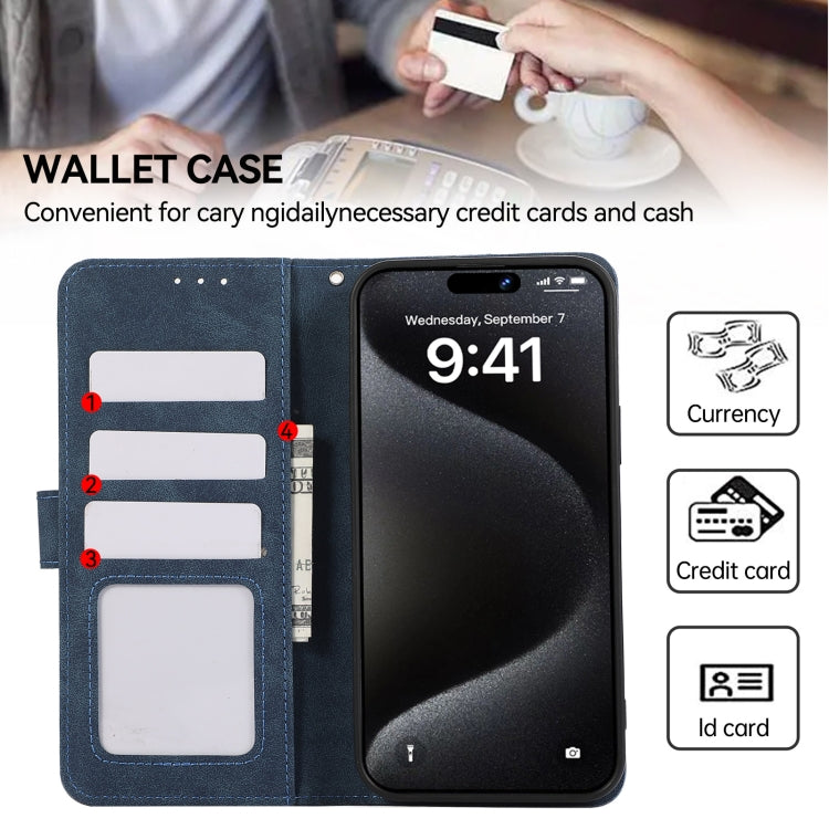 For iPhone 15 Pro ABEEL Color Block Magnetic RFID Leather Phone Case(Blue-Brown) - HoMEdemic™ 