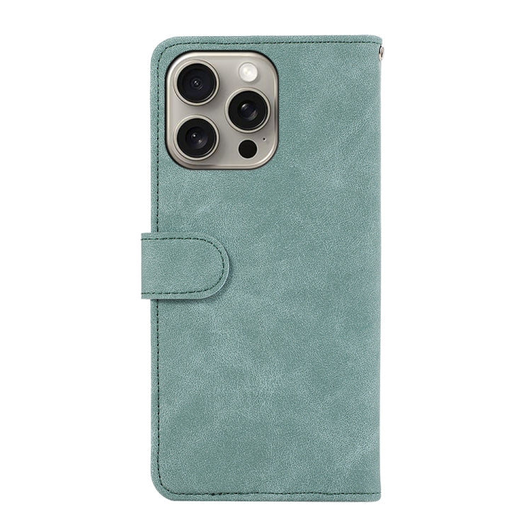 For iPhone 15 Pro ABEEL Color Block Magnetic RFID Leather Phone Case(Cyan-Pink) - HoMEdemic™ 