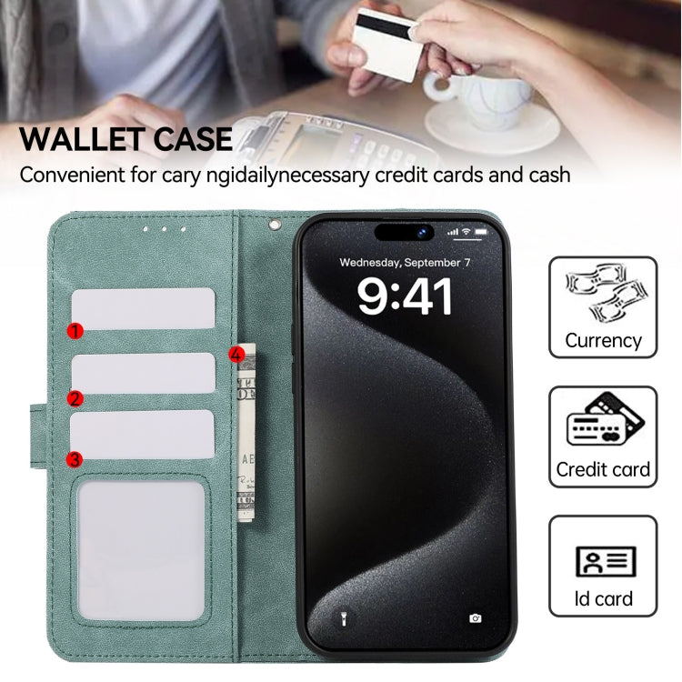 For iPhone 15 Pro ABEEL Color Block Magnetic RFID Leather Phone Case(Cyan-Pink) - HoMEdemic™ 