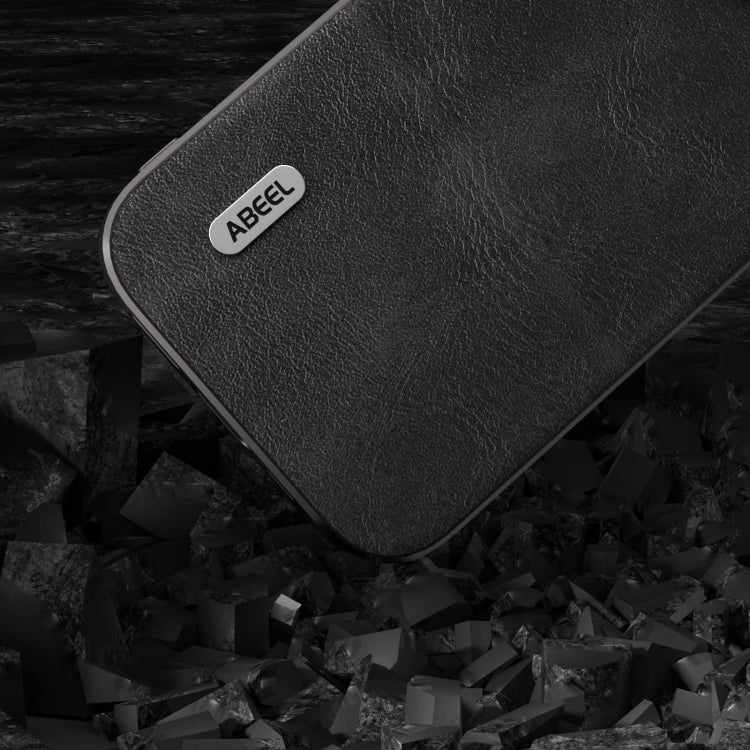 For iPhone 15 Pro ABEEL Cowhide Texture PU Phone Case(Black) - HoMEdemic™ 