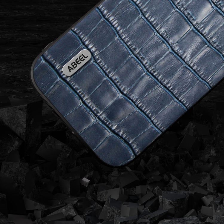 For iPhone 15 Pro ABEEL Crocodile Texture Genuine Leather Phone Case(Blue) - HoMEdemic™ 