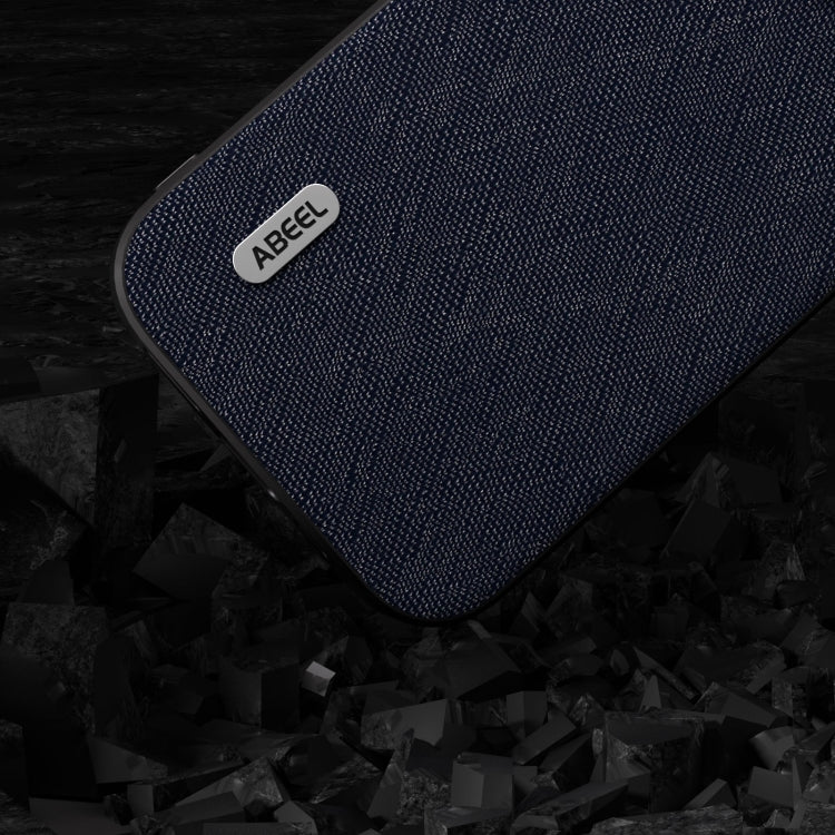 For iPhone 15 Pro ABEEL Cross Texture Genuine Leather Phone Case(Blue) - HoMEdemic™ 