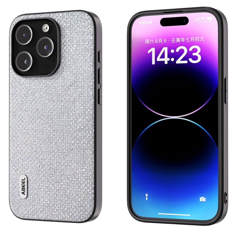 For iPhone 15 Pro ABEEL Diamond Black Edge Phone Case(Jewel Silver) - HoMEdemic™ 