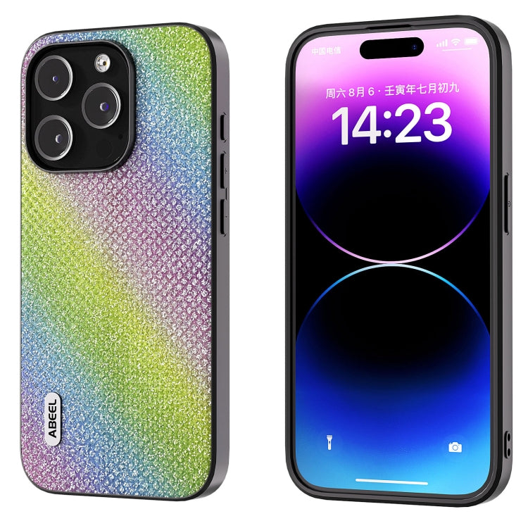 For iPhone 15 Pro ABEEL Diamond Black Edge Phone Case(Rainbow Diamond) - HoMEdemic™ 