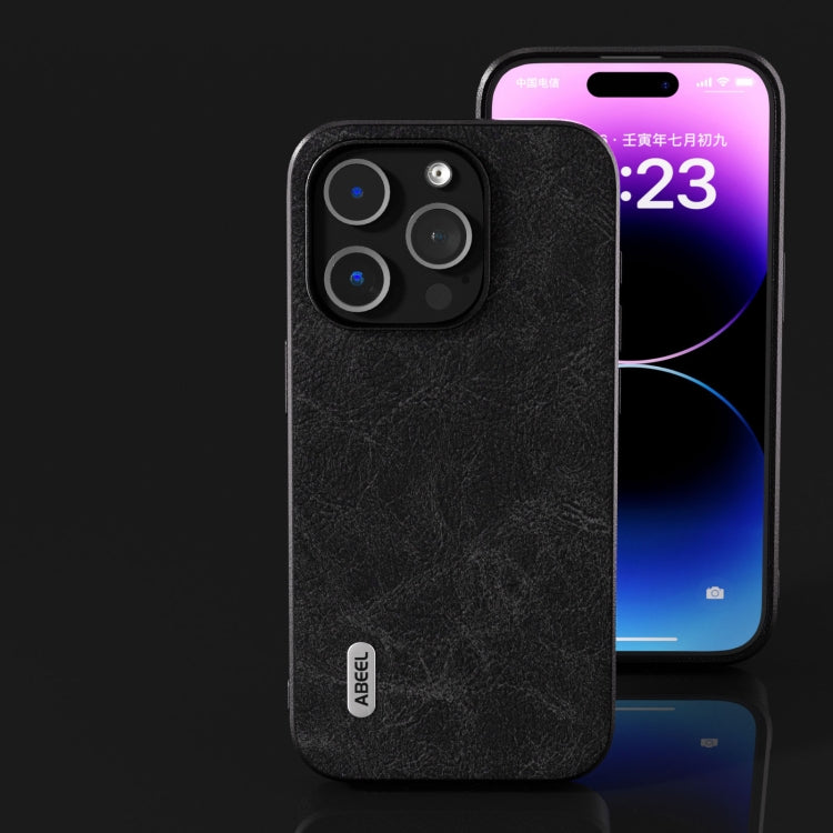 For iPhone 15 Pro ABEEL Dream Litchi Texture PU Phone Case(Black) - HoMEdemic™ 