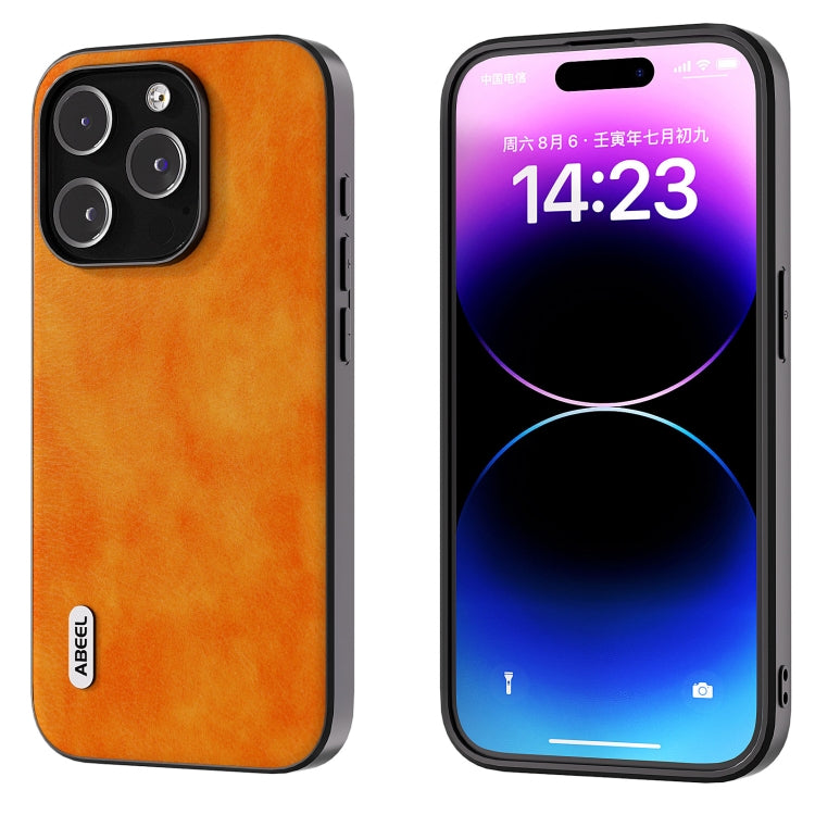 For iPhone 15 Pro ABEEL Dual Color Lichi Texture PU Phone Case(Orange) - HoMEdemic™ 