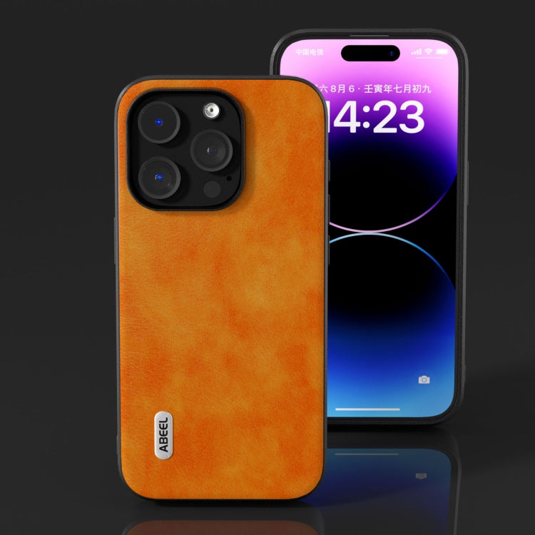 For iPhone 15 Pro ABEEL Dual Color Lichi Texture PU Phone Case(Orange) - HoMEdemic™ 