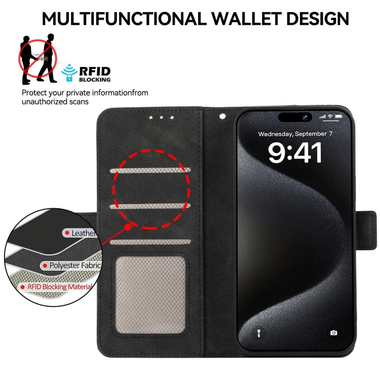 For iPhone 15 Pro ABEEL Frosted Magnetic RFID Leather Phone Case(Black) - HoMEdemic™ 