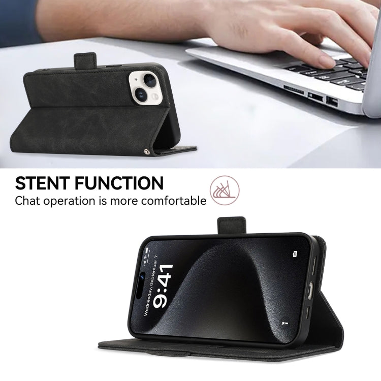 For iPhone 15 Pro ABEEL Frosted Magnetic RFID Leather Phone Case(Black) - HoMEdemic™ 