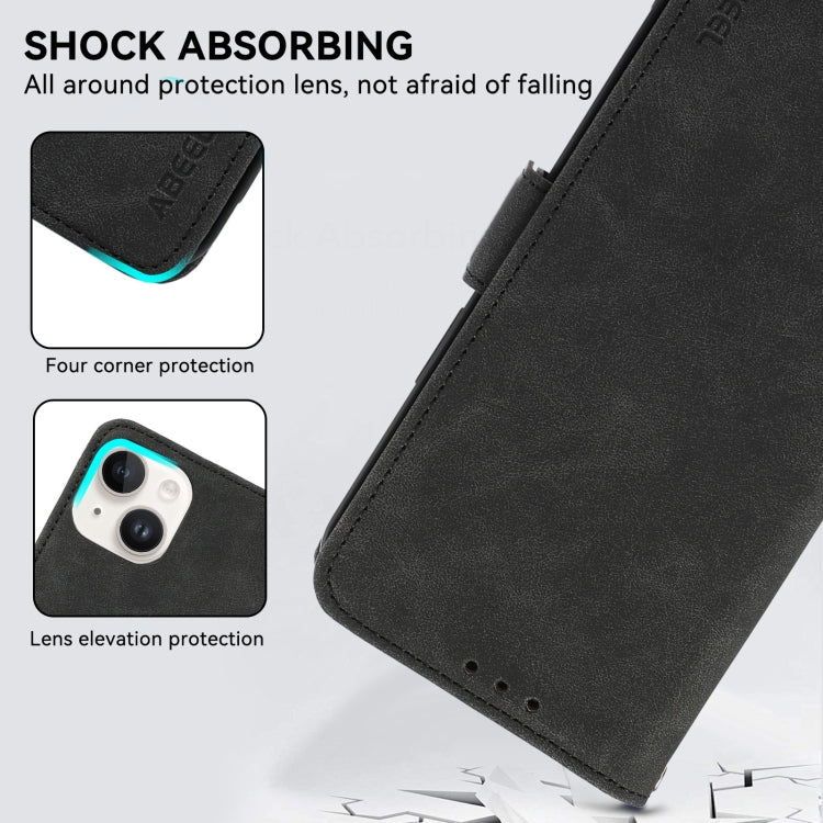 For iPhone 15 Pro ABEEL Frosted Magnetic RFID Leather Phone Case(Black) - HoMEdemic™ 