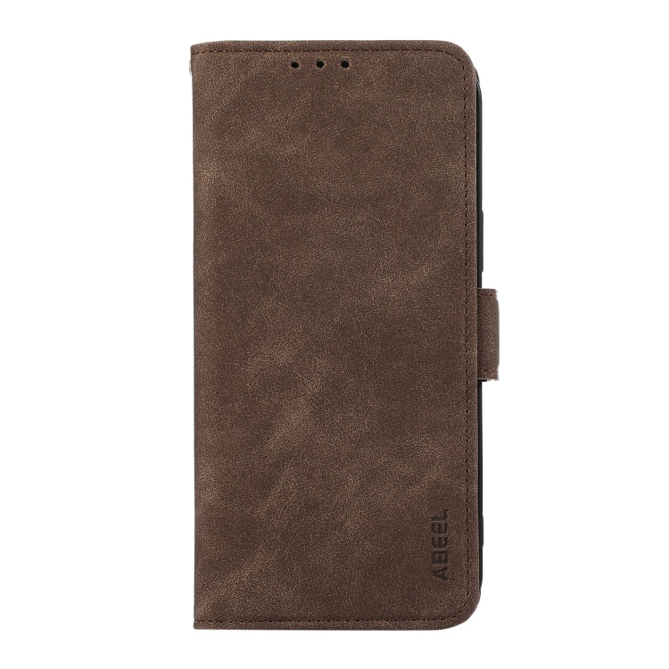 For iPhone 15 Pro ABEEL Frosted Magnetic RFID Leather Phone Case(Brown) - HoMEdemic™ 
