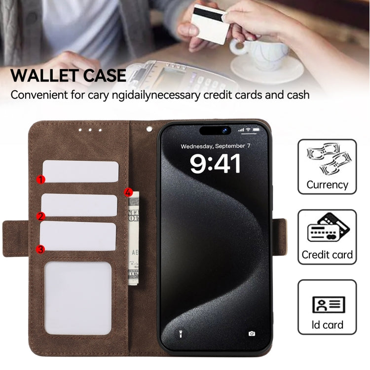 For iPhone 15 Pro ABEEL Frosted Magnetic RFID Leather Phone Case(Brown) - HoMEdemic™ 