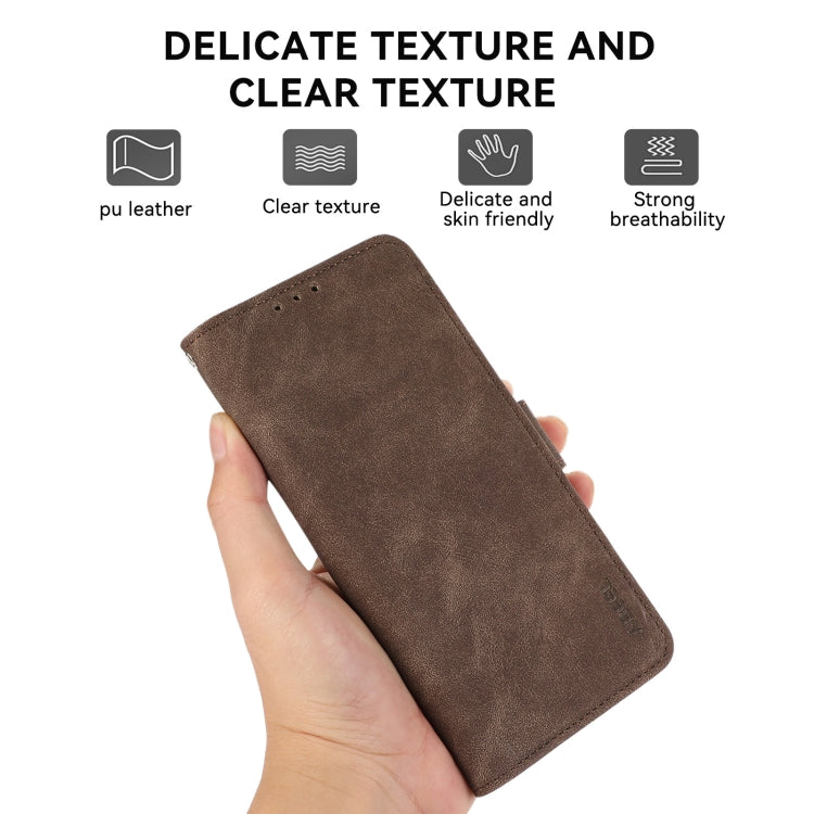 For iPhone 15 Pro ABEEL Frosted Magnetic RFID Leather Phone Case(Brown) - HoMEdemic™ 