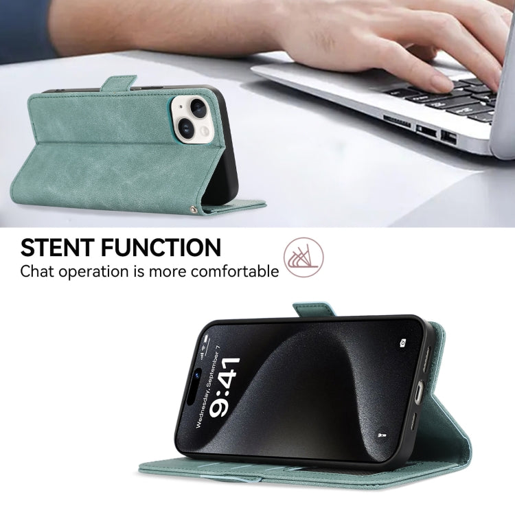 For iPhone 15 Pro ABEEL Frosted Magnetic RFID Leather Phone Case(Cyan) - HoMEdemic™ 