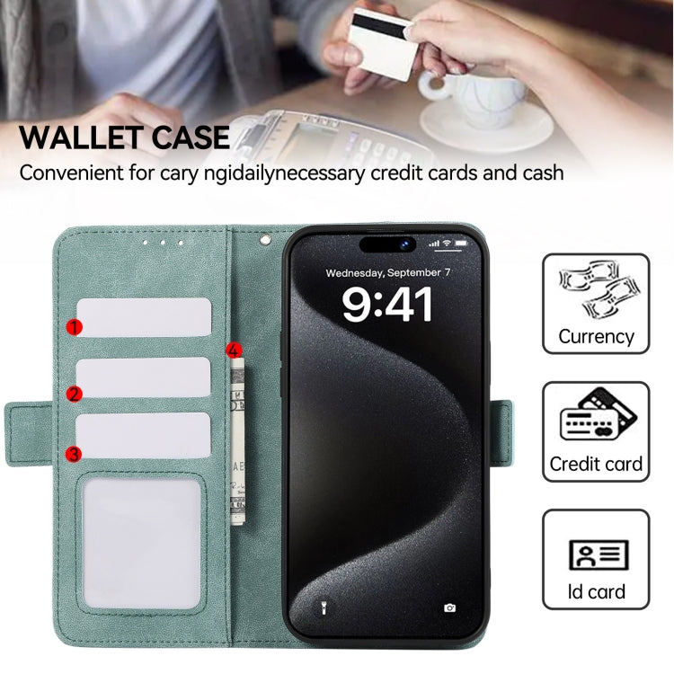 For iPhone 15 Pro ABEEL Frosted Magnetic RFID Leather Phone Case(Cyan) - HoMEdemic™ 