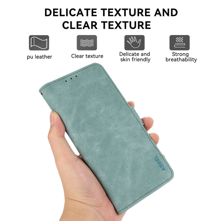 For iPhone 15 Pro ABEEL Frosted Magnetic RFID Leather Phone Case(Cyan) - HoMEdemic™ 