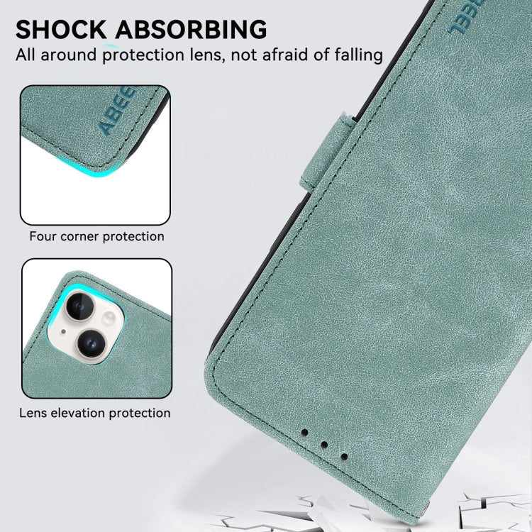 For iPhone 15 Pro ABEEL Frosted Magnetic RFID Leather Phone Case(Cyan) - HoMEdemic™ 