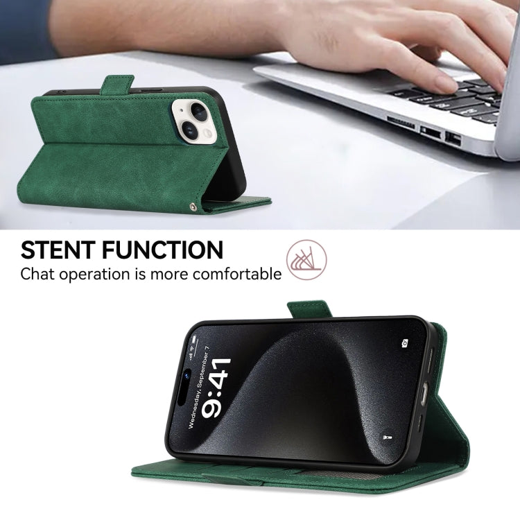 For iPhone 15 Pro ABEEL Frosted Magnetic RFID Leather Phone Case(Green) - HoMEdemic™ 