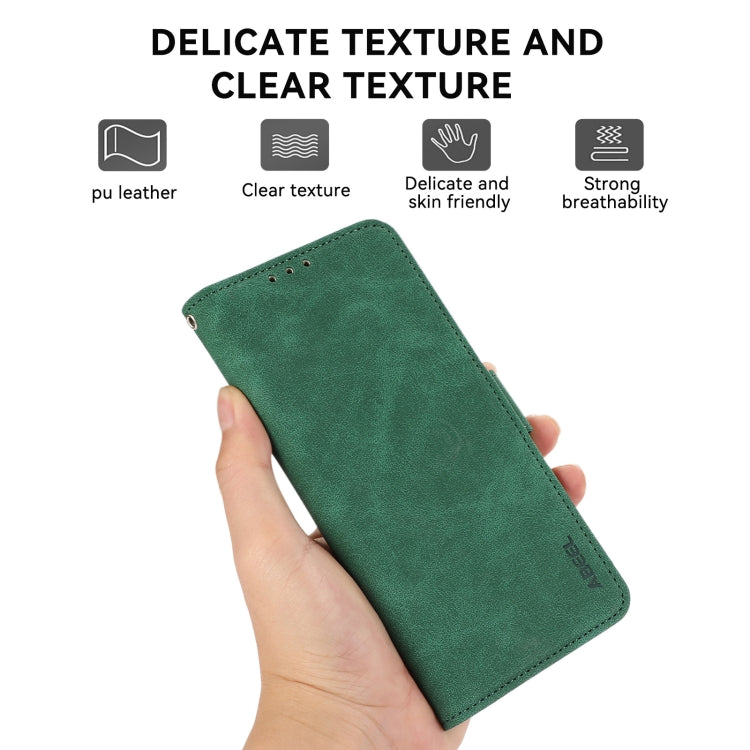 For iPhone 15 Pro ABEEL Frosted Magnetic RFID Leather Phone Case(Green) - HoMEdemic™ 