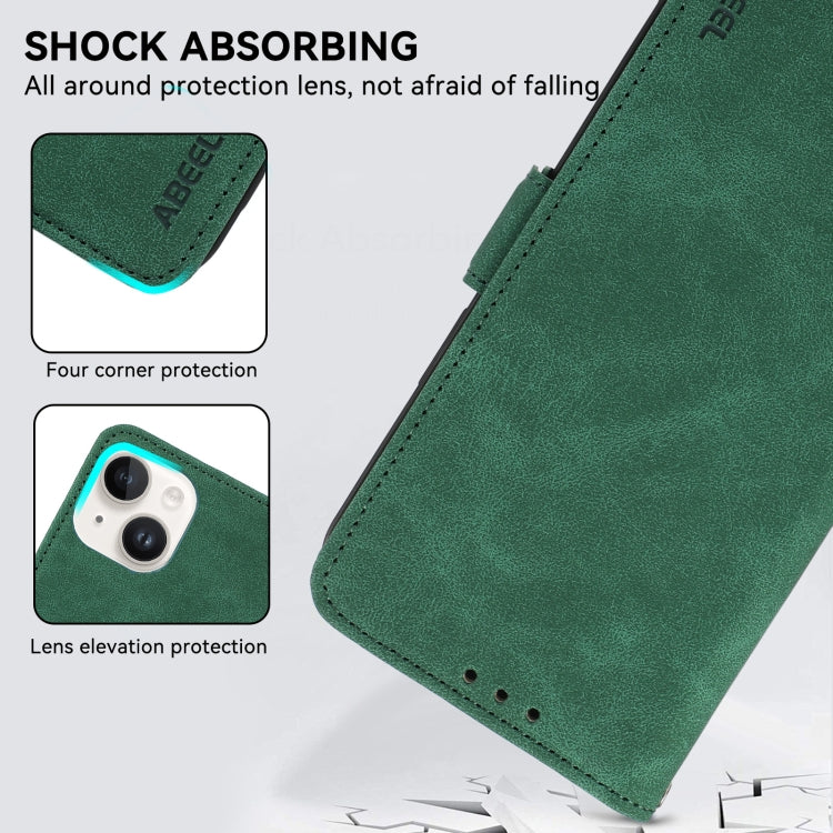 For iPhone 15 Pro ABEEL Frosted Magnetic RFID Leather Phone Case(Green) - HoMEdemic™ 