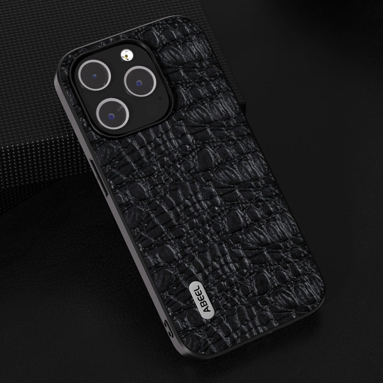 For iPhone 15 Pro ABEEL Genuine Leather Canopy Black Edge Phone Case(Black) - HoMEdemic™ 
