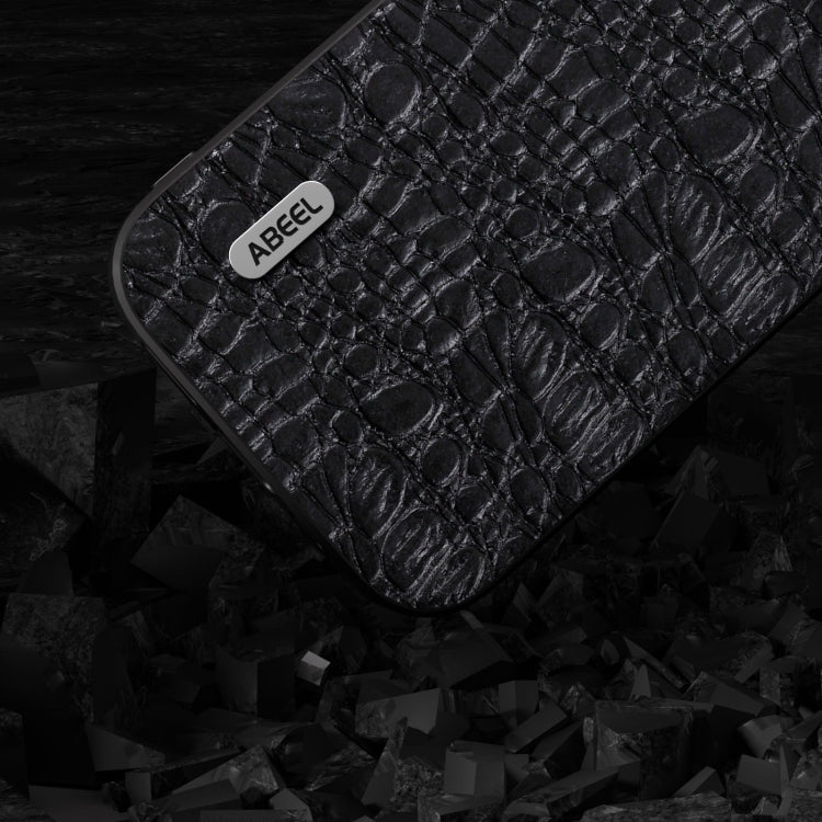 For iPhone 15 Pro ABEEL Genuine Leather Canopy Black Edge Phone Case(Black) - HoMEdemic™ 