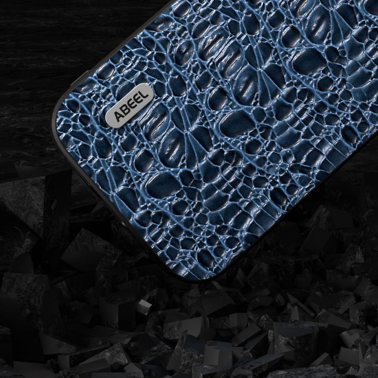 For iPhone 15 Pro ABEEL Genuine Leather Canopy Black Edge Phone Case(Blue) - HoMEdemic™ 
