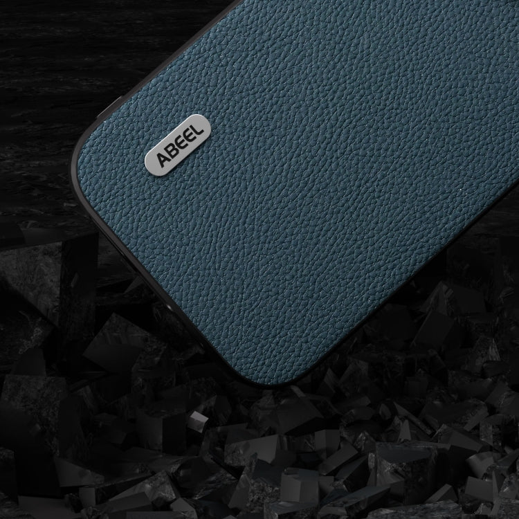 For iPhone 15 Pro ABEEL Genuine Leather + PC Litchi Texture Phone Case(Green) - HoMEdemic™ 