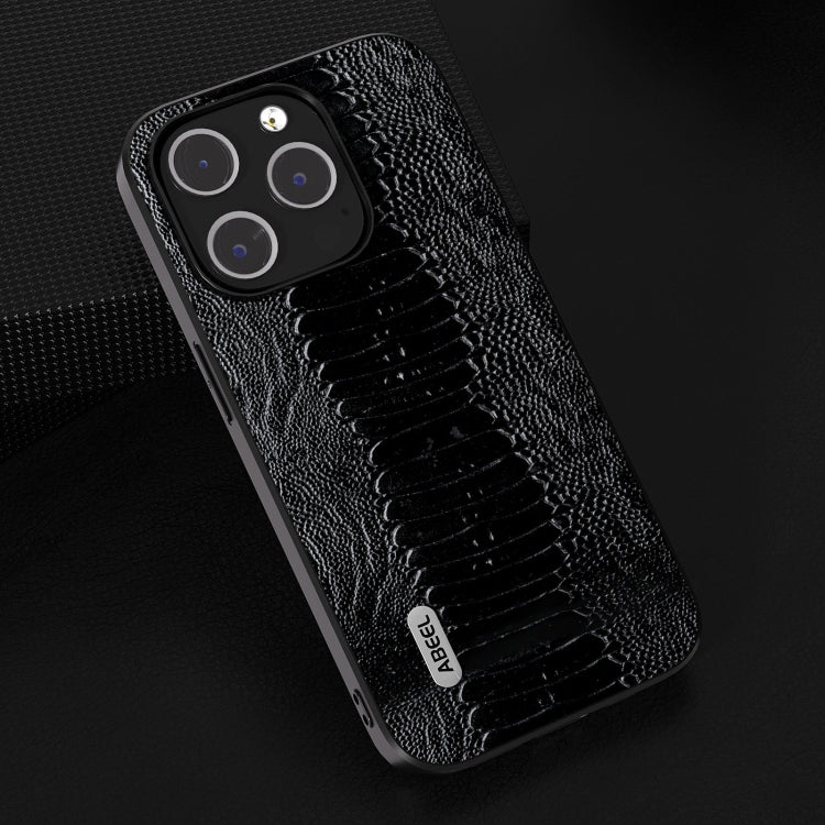 For iPhone 15 Pro ABEEL Genuine Leather Weilai Series Phone Case(Black) - HoMEdemic™ 