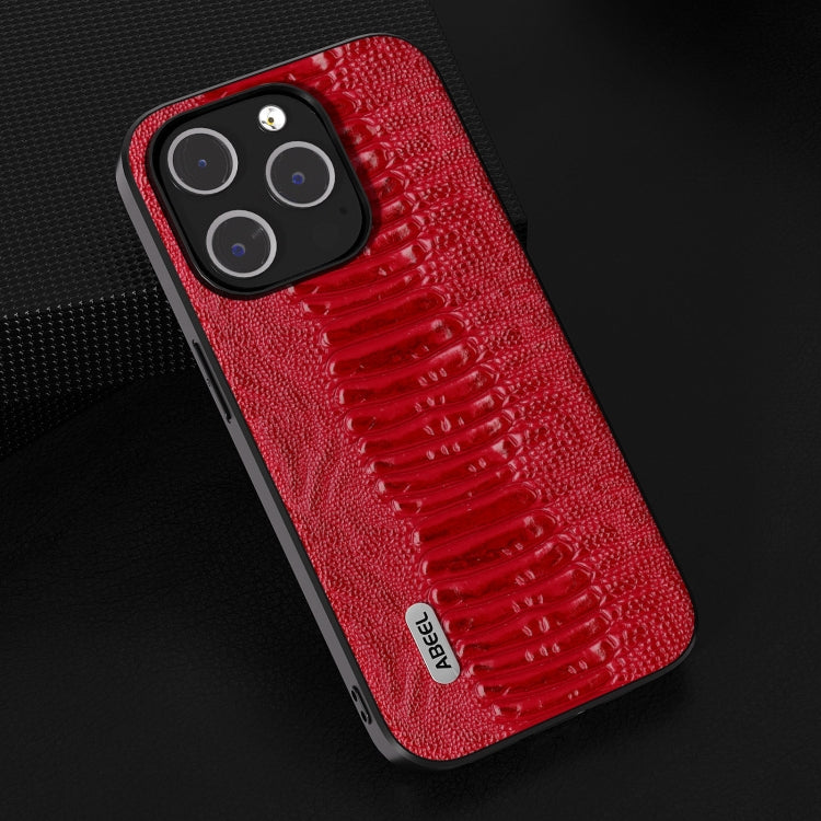 For iPhone 15 Pro ABEEL Genuine Leather Weilai Series Phone Case(Red) - HoMEdemic™ 