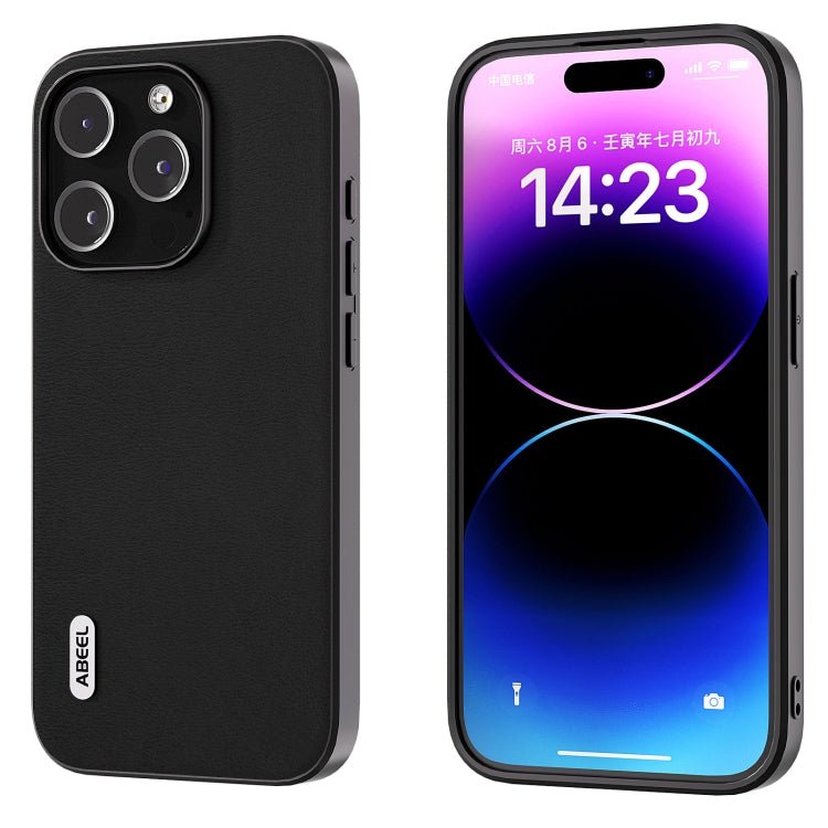 For iPhone 15 Pro ABEEL Haze Texture PU Phone Case(Black) - HoMEdemic™ 