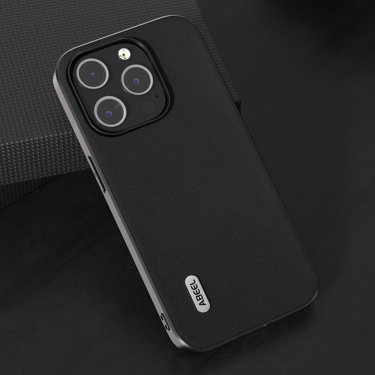 For iPhone 15 Pro ABEEL Haze Texture PU Phone Case(Black) - HoMEdemic™ 