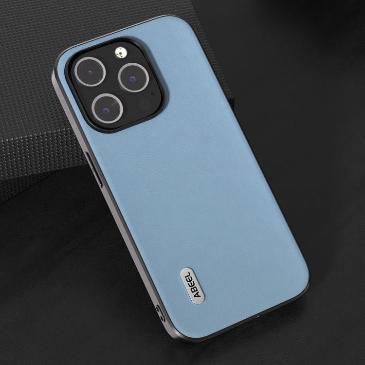 For iPhone 15 Pro ABEEL Haze Texture PU Phone Case(Twilight Blue) - HoMEdemic™ 