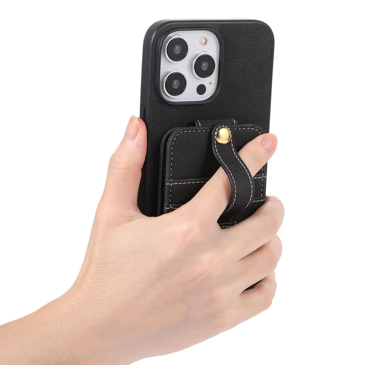 For iPhone 15 Pro ABEEL Litchi Texture Card Bag PU Phone Case(Black) - HoMEdemic™ 