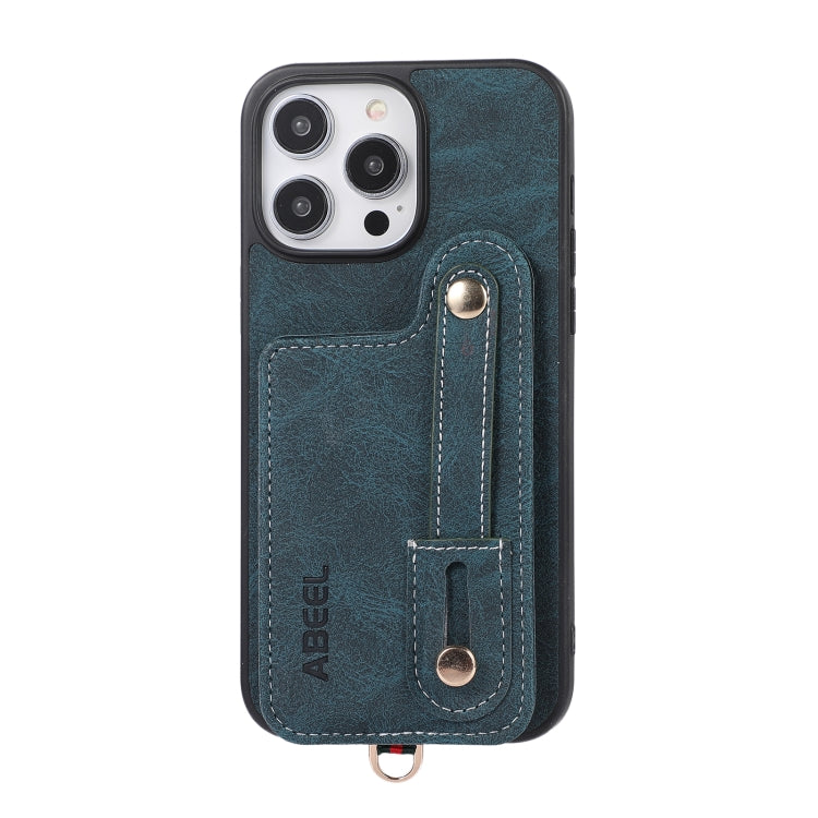 For iPhone 15 Pro ABEEL Litchi Texture Card Bag PU Phone Case(Blue) - HoMEdemic™ 